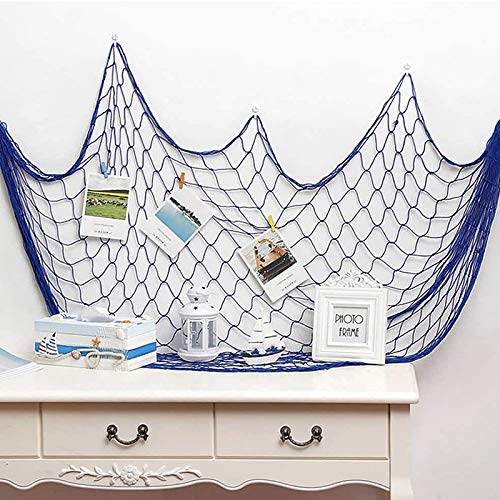 Filet de Pêche Décoratif Shell Décoration Murale Filet de Pêche de Plage Oocéanique Thème Méditerranéen Adapté à la Chambre Au Salon Au Bar ou à la Photographie 150X200CM Cover