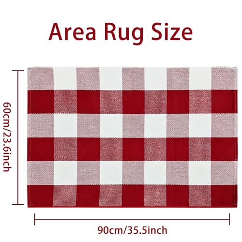 Tapete decorativo de algodón tejido plano 2'x3' rojo miniatura 2