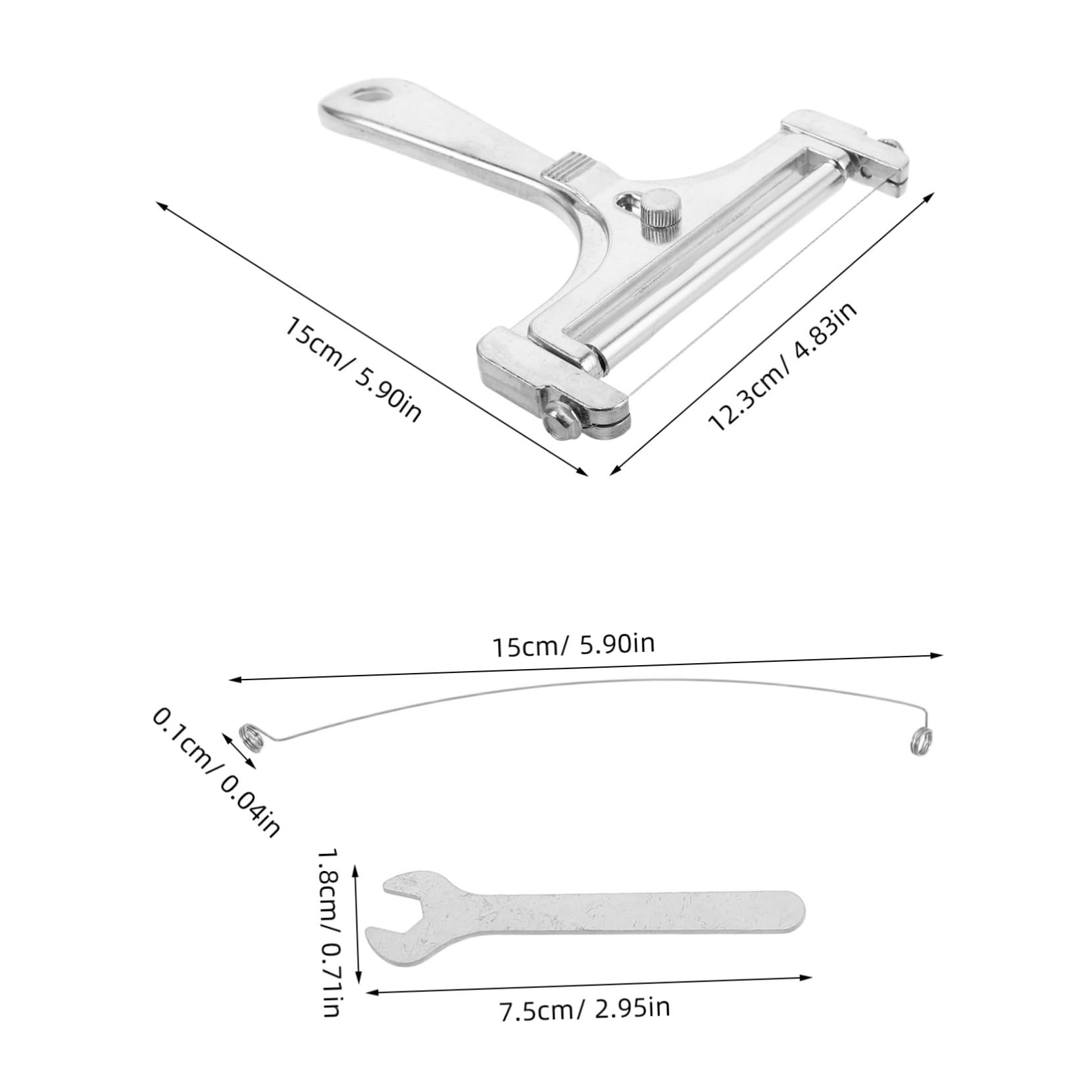 VALICLUD Stainless Steel Cheese Slicer: Wire Cheese Cutter With Wires & Wrench - Handheld Butter Slicer For Soft/hard Foods