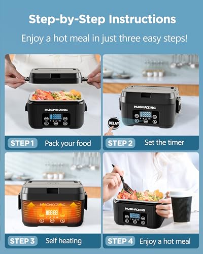 Cordless Electric Lunch Box – Rechargeable Self-Heating Food Warmer with 1100ML SS Container, Battery-Powered Heated Lunch Box, Perfect for Travel, Office Meals for Adults, Men & Women