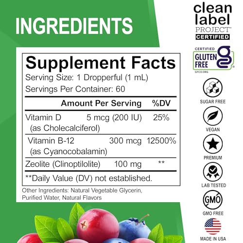 Zeolite Detox for Kids Liquid Drops - Advanced Clinoptilolite with Pure Vitamins B12 & D - Kids Gentle Body Daily Cleanse Focus & Speech Extra Clinoptilolite Zeolite Drops Detox Cleanse Supplement 2oz - Image 5