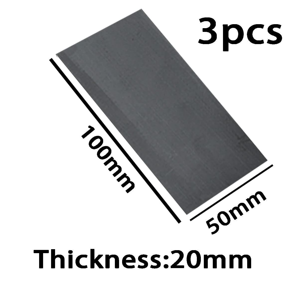 Longitud de la Placa de Lámina de Lámina de Grafito 100 Mm de Ancho 50 Mm, Espesor de 10 Mm a 30 Mm 3Pcs/Thickness 20Mm