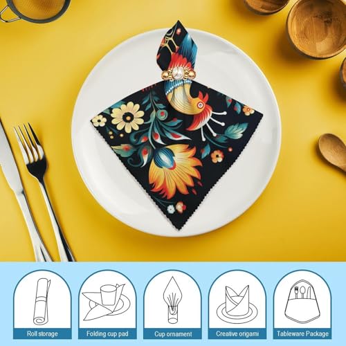 Servilletas de Tela con Patrón Folk Polaco 4 Pzs Cuadradas miniatura 7