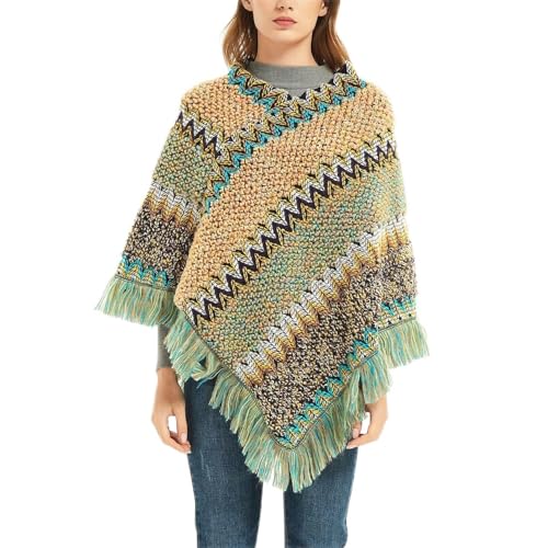Women's V Neck Poncho Soft Cape Fashion Off The Shoulder Knit Sweater Spring Loose Convertible Knitwear