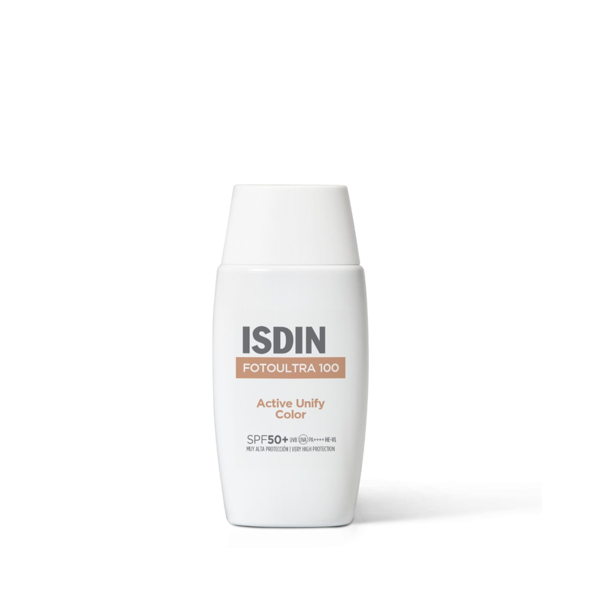 ISDIN Fotoultra 100 Active Unify Color SPF 50+ Crema Fluida con Color, Triple Acción Despigmentante y que Unifica el Tono y Evita la Aparición de nuevas manchas, 50ml