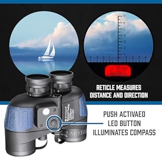 BARSKA Deep SeaWaterproof - Binocolo galleggiante con telemetro interno e bussola, blu, 7 x 50