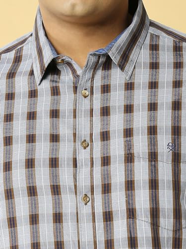 Image of Thomas Scott Men Pure Cotton Regular Plus Size Premium Checked Casual Shirt