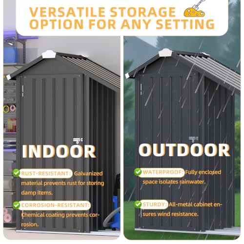 Image of AECOJOY Outdoor Storage Cabinet Waterproof with Shelves and Firewood Rack