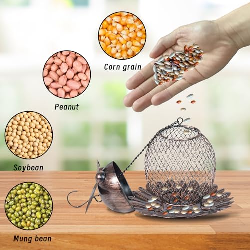 Meyrolizn US-DJ20240306-01 Bird Feeders For Outside, Metal Hanging Wild Bird Feeder With Hook For Outdoor Garden Yard Decor, Owl Shaped Mesh Bird Seed Feeder thumb #3