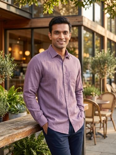 Image of Men's Regular Fit 100% Cotton Solid Casual Shirt