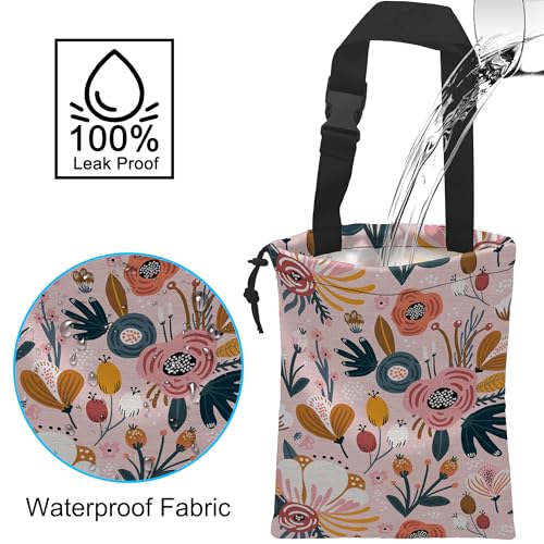 Image of Car Trash Bag Creative Floral Car Garbage Bag Hanging Car Trash Can for Back Seat with Drawstring, Waterproof Garbage Bags for Car Accessories Vehicle Travelling Camping Outdoor