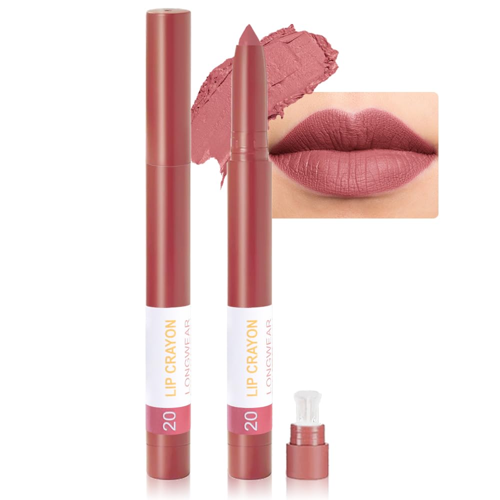 BINGBRUSH Crayon Matte Longwear Lipstick Pack Set,Moisture Smooth Lipliner With Built-in Sharpener Ultimate Lip Crayon for Makeup (20#light coral, 1 Count (Pack of 1)) 20#light coral 1 Count (Pack of 1)