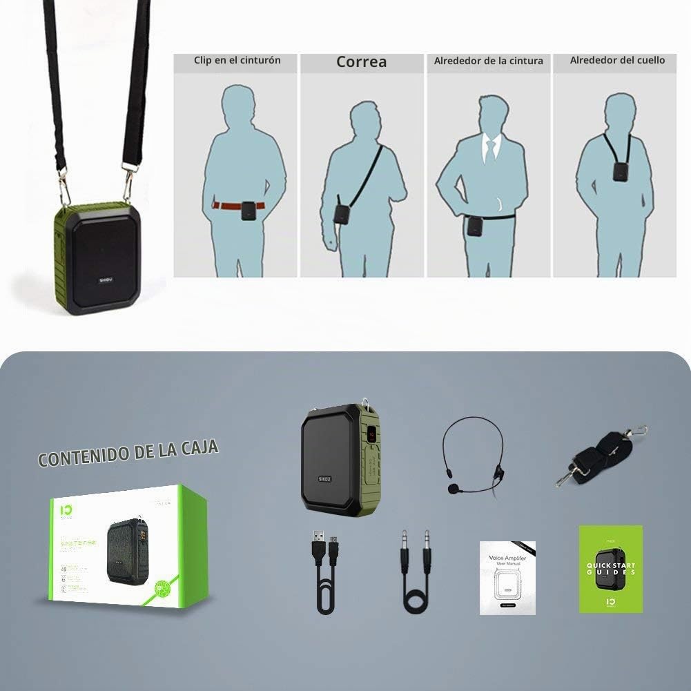 WinBridge Potente Amplificador de Voz Portátil Micrófono Auricular con Cable Altavoz Bluetooth de 18W, Resistente al Agua, Grabación para Profesores, Guía Turístico al Aire Libre M800