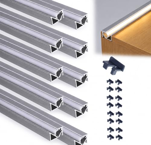 Noliven 10 Pack 3.3 Ft/1M LED Recessed Aluminum Profiles 45 YW Channel