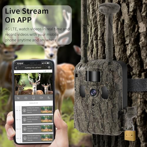Image of T9 4G Trail Camera with Solar Panel, 2.7K Video, 14MP Photos, IR Night Vision, GPS, 0.35s Trigger Speed IP66 Waterproof, Live View Remote APP Access for Wildlife, Farm and Forest Security