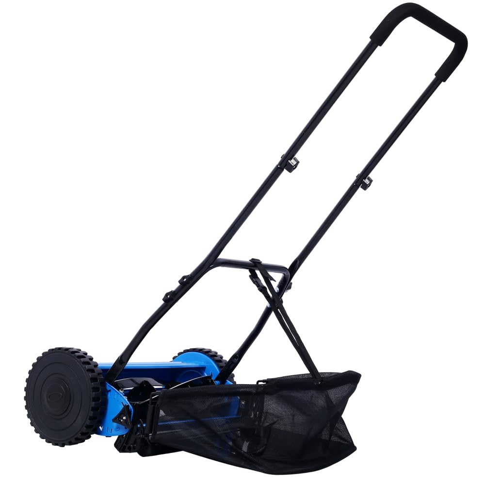 Cortacésped manual, cortacésped manual con carrete de 5 cuchillas de 14 pulgadas, altura ajustable de 0.6 a 1.8 pulgadas, cuchillas de acero de aleación tratadas térmicamente, cortador de