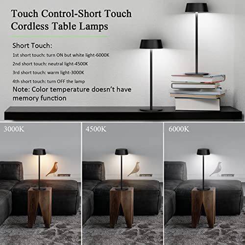 Ralbay 2 Pack Black Cordless Table Lamp,Rechargeable Led Table Lamp,Ip54 Waterproof Outdoor Battery Operated Stepless Dimming 5000Mah 3000K-6000K Outdoor Table Lamp For Outdoor Dining Table Lights #TOP2