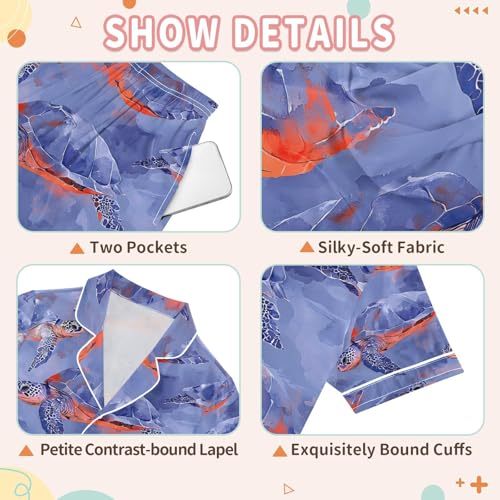 senya Fire Ice Turtle Satin Summer Pajama Sets Silk Short Sleeve Button Down Sleepwear3