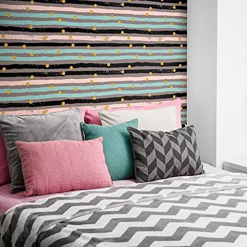 Walls By Me Peel and Stick Gray Stripes Teens Removable Wallpaper 420-2ft x 4ft (61x122cm)