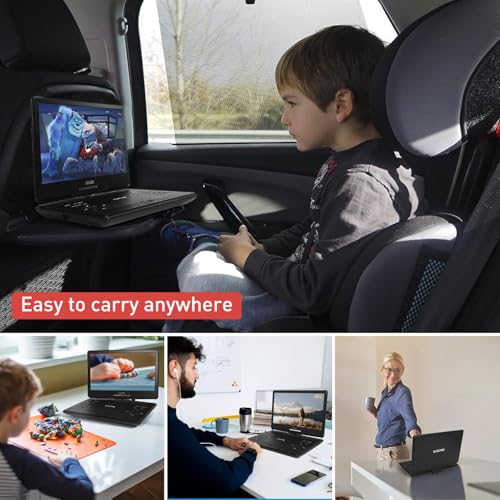 Image of 17 inch Portable DVD Player with Headphones,14.1 inch Large HD Screen with Extra Carrying Bag,4-6 Hours Rechargeable Battery,Support HDMI in /USB /AV-in /Out and Multiple Disc Formats,High Volume Speaker,Black