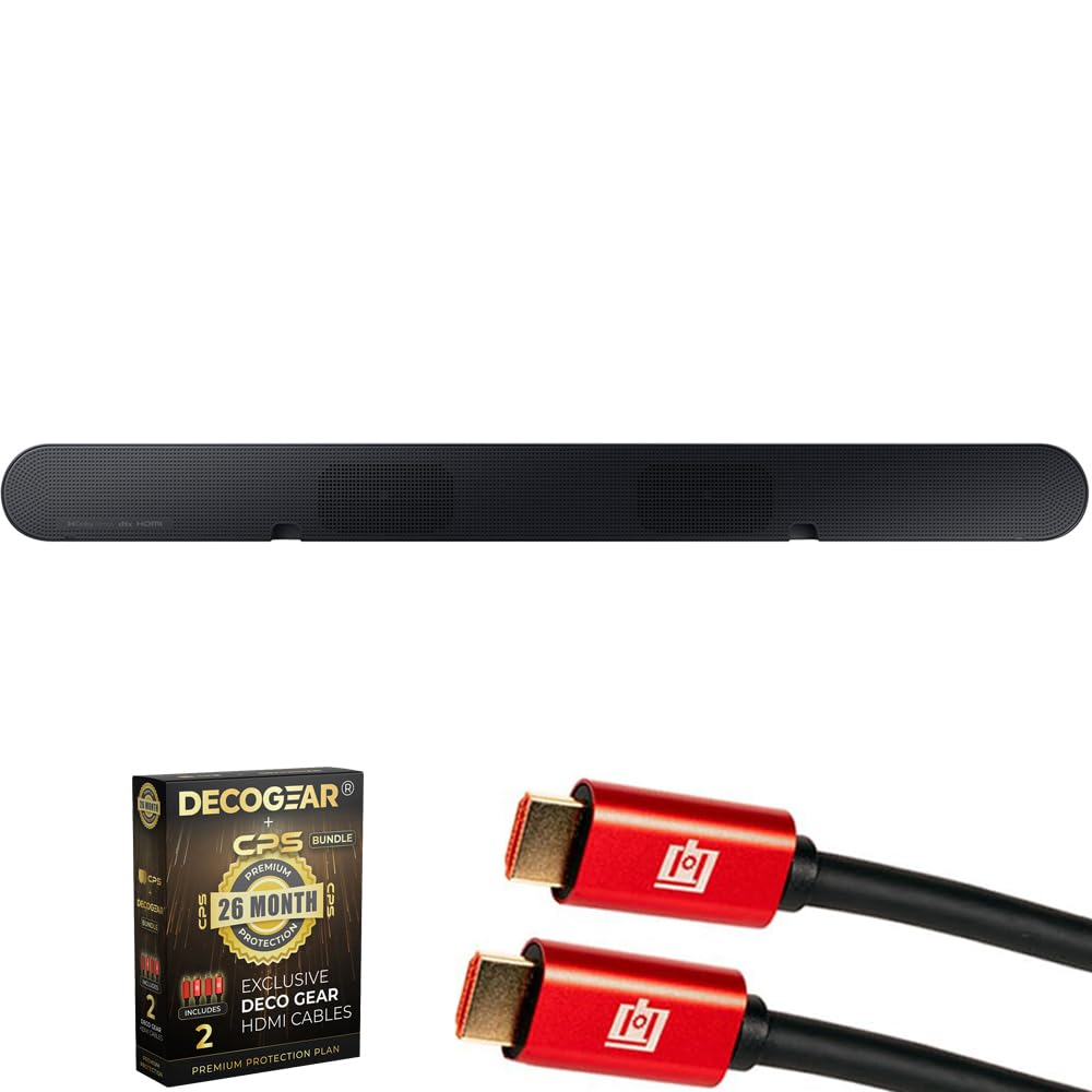 Samsung HW-S60D S-Series 5.0ch. Wireless Dolby Atmos Soundbar w/Q-Symphony (2024) Bundle with 2X 4K HDMI Cable & Deco Gear CPS Exclusive 26 Month Protection Pack (BEACH-CPS-26500)