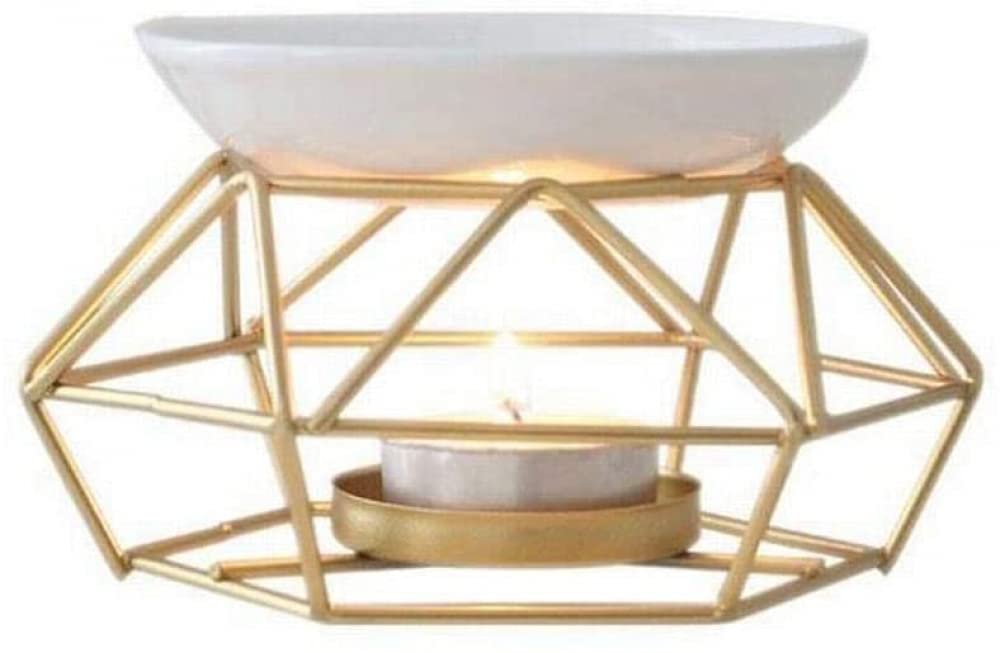 Creative Golden Iron Art Geometric Ceramic Candle Holder Desktop Ornaments Home Office Coffee Shop Decoration