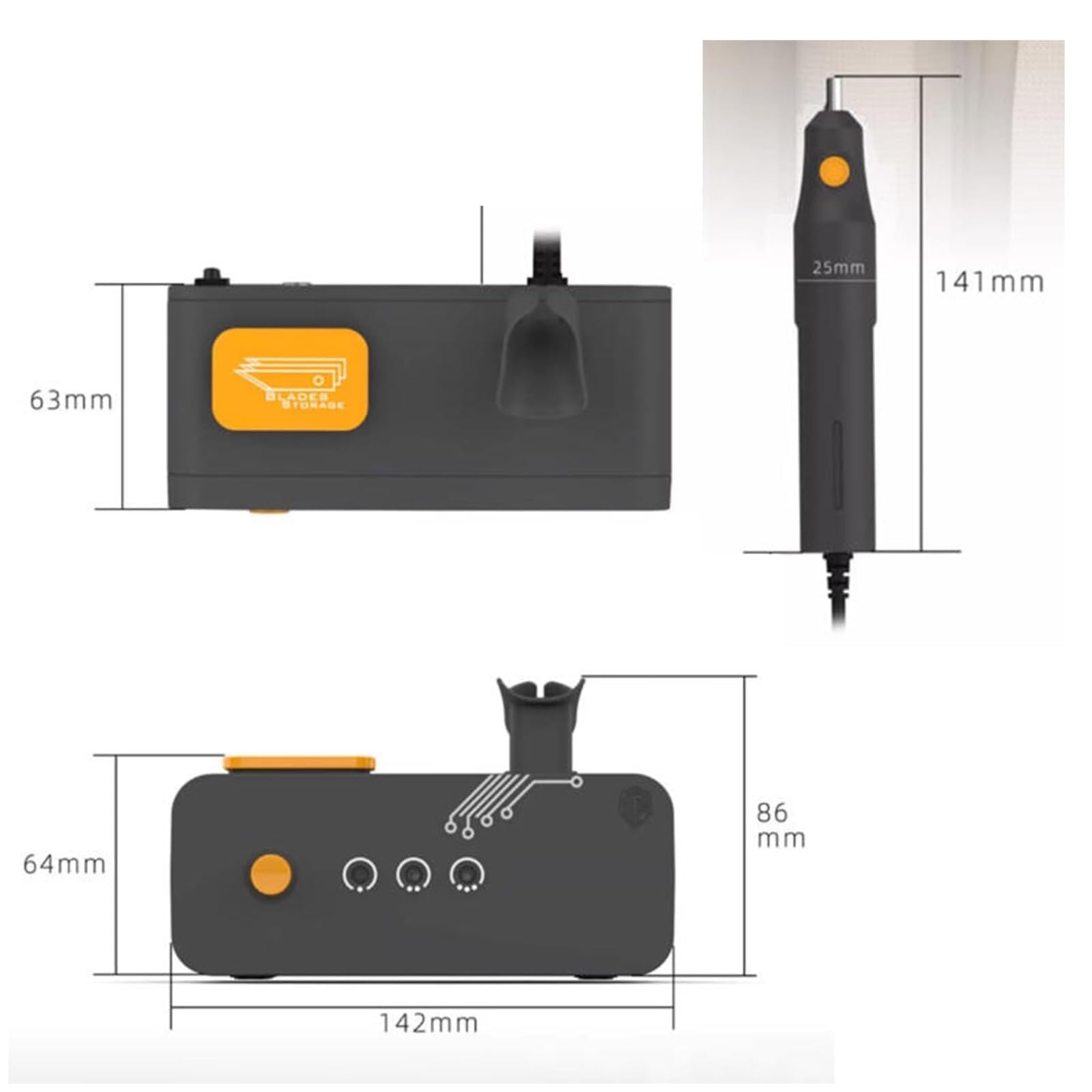 Cuchillo de Corte ultrasónico, Herramienta Multiusos de Mano, 3 ajustes Regulables para impresión 3D, Resina, PVC, plástico y Cuero.
