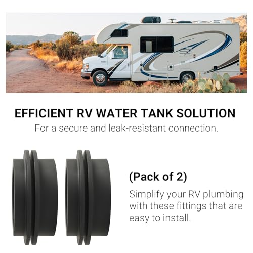 Image of Calvana (2-Pack 3 inch RV Rubber Grommet F02-2106, RV Water Tank Fittings Holding Tank Fitting - Seals Securely, Black