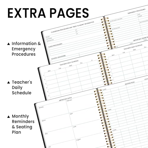 SUNEE Teacher Class Record Book for 11-12 weeks, 36 Names, 8.5x11 Inch, 104 Pages (52 Sheets), 100gsm Thick Paper, Larger Grade Recording up to 36 Students with Water-Resistant Plastic Cover, Black - Image 5