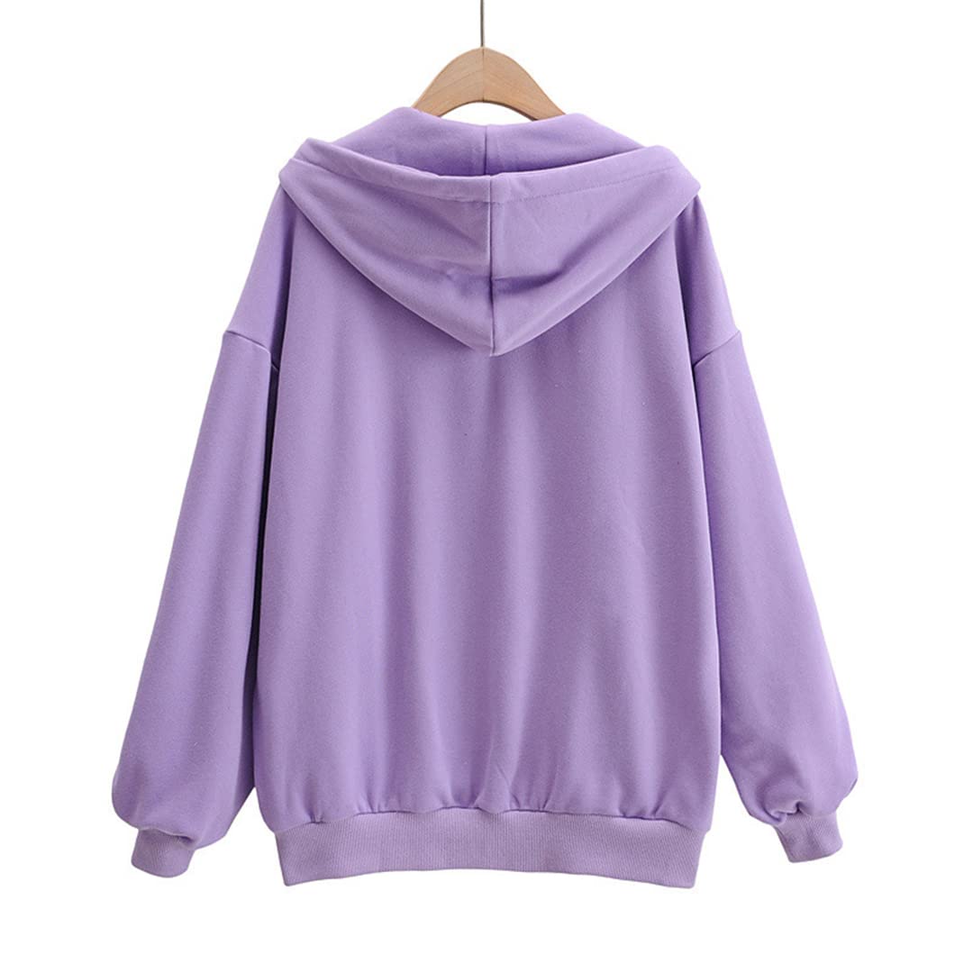 Damska zapinana na zamek oversize bluza z kapturem solidna dzianinowa codzienna odzież wierzchnia bluzy bluza z kapturem szara M