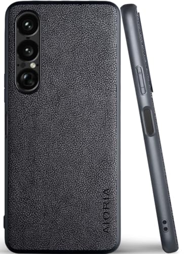Étui en cuir Sony Xperia 1 VII noir pour éviter les rayures et l'écran brisé