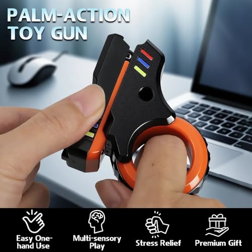 Image of Valentines Day Gifts for Him 3D Fidget Slider Toy Adults Teen, 5 in1 Fun Fingertip Fidget Ring Hand Roller, Fidgets Spinner Pistol Toy for Focus Stress Relief, Gift for Teen Men, 2 PCS /Plastic