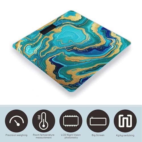Báscula Digital de Baño Turquesa Azul Mármol Dorado miniatura 3