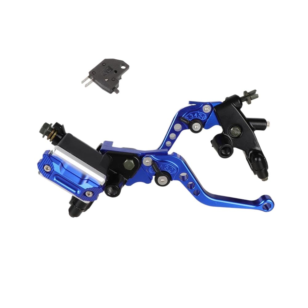 Hscjmeht Blue Universal Motorcycle 7/8 Inch 22Mm Handlebar Cnc Hydraulic Brake Master Cylinder Clutch Lever Kit(Blue)