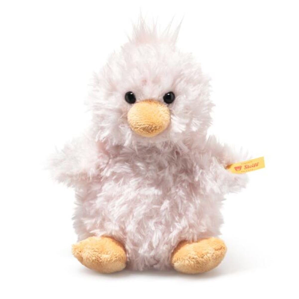 Steiff Pipsy Pink Chick 14 cm, furry plush bird, cuddly farm animal plush toy for children, machine washable