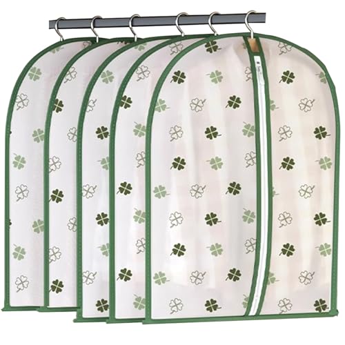 5 Pack Transparent Garment Bags for Clothes, PEVA Zippered Dress Bags for Suits, Shirts, Sweaters - 60x100cm/24x39in Hanging Storage Solution