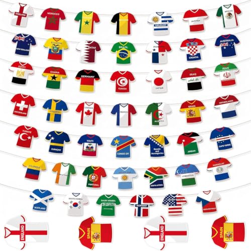 World Cup Football 2026 Decorations Banner Jersey Flags Football World Cup 2026 Party Supplies World Cup Wall Decor 2026 for Home Office Pub Soccer Watch Party Decorations for Fans BBQ