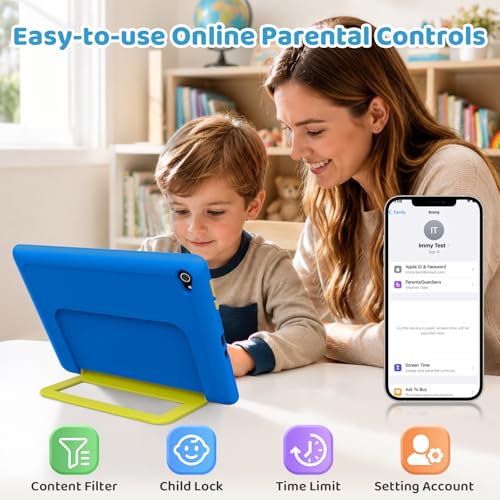 Image of Gleeso Android 16 Kids Tablet 10.1 Inch for Toddler, 24GB RAM 64GB ROM 1TB Expand, 6000mAh Battery, Parental Control, UKIDOZ Kids Space, Widevine L1, BT5.4, Dual Camera Tablet with Case-Blue