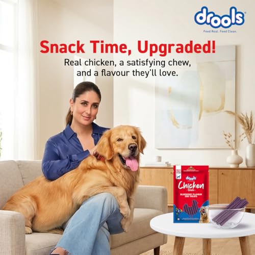 Image of Drools Puppy & Adult Dog Treats Sticks 100g | Blueberry Flavour | Rich in Protein | No Artificial Preservatives | Best for Training & Bonding | Formulated in USA | Premium Treats