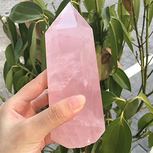 Natural Large Size Rose Quartz Crystal Tower Gemstone Obelisk 1 Piece Suitable for Home Natural Stones Household (Size : 600-700g)