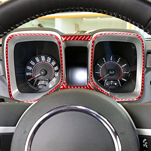 Image of NVCNX Real Premium Carbon Fiber Dashboard Speedometer Instrument Panel Frame Dash Trim Cover Car Interior Accessories Compatible with Chevrolet Camaro 2010 2011 2012 2013 2014 2015 5PCS Red