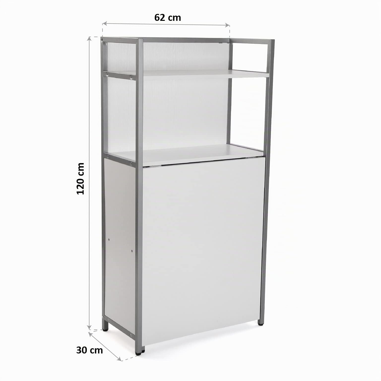 Versa Blumenau Mesa de Comedor con Estantería para Cocina, Terraza, Jardín o Comedor, Encimera Plegable, Medidas (Al x L x An) 120 x 30 x 62 cm, Madera, PVC y Metal, Color Blanco