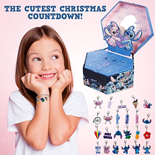 Disney Stitch Advent Calendar 2025 for Kids Teens DIY Fill Your Own Wall Hanging or Jewellery Charm Bracelet Christmas Countdown Calendar Stitch Gifts (Blue Stitch Jewellery) - Image 3