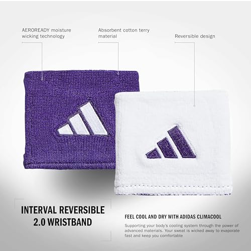 Image of Adidas Unisex Interval Reversible Wristband - Athletic Sweatband