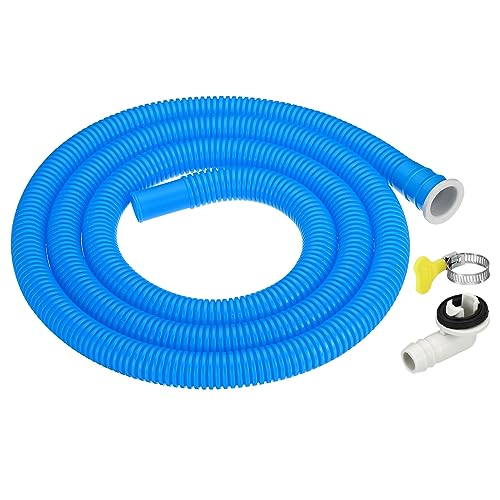 PATIKIL 5ft Air Conditioner Drain Kit, Universal Drain Connector AC Drain Hose with Clamp for Mini-Split Window AC Unit Faucet, Blue