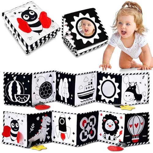 Image of Black and White Baby Toys - High Contrast Baby Toys for Newborn Infant Montessori Sensory Toys 0-3 Months developmental toys Tummy Time Toys 6 7 8 9 10 11 12 month old baby must haves baby gifts