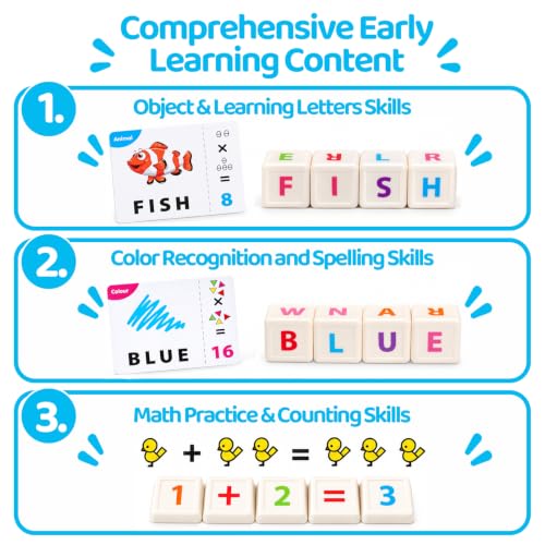 Matching Letter Games for Kids, Spelling & Math Learning Educational Toys for 3-8 Year Old Boys Girls, Sight Words Alphabet Flash Cards, Preschool Kindergarten Gift for Toddlers 4 5 6 7 Year Olds - image 2