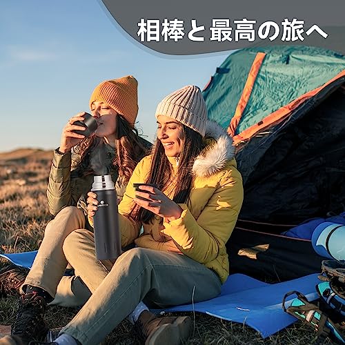 SANTECO Thermoskanne Thermosflasche Edelstahl 1l, 500ml, Auslaufsicher Isolierflasche mit Trinkbecher für unterwegs, Kaffee & Tee für Kinder, Sport, BPA-Frei, 24H Kalt & 12H Heiß 6