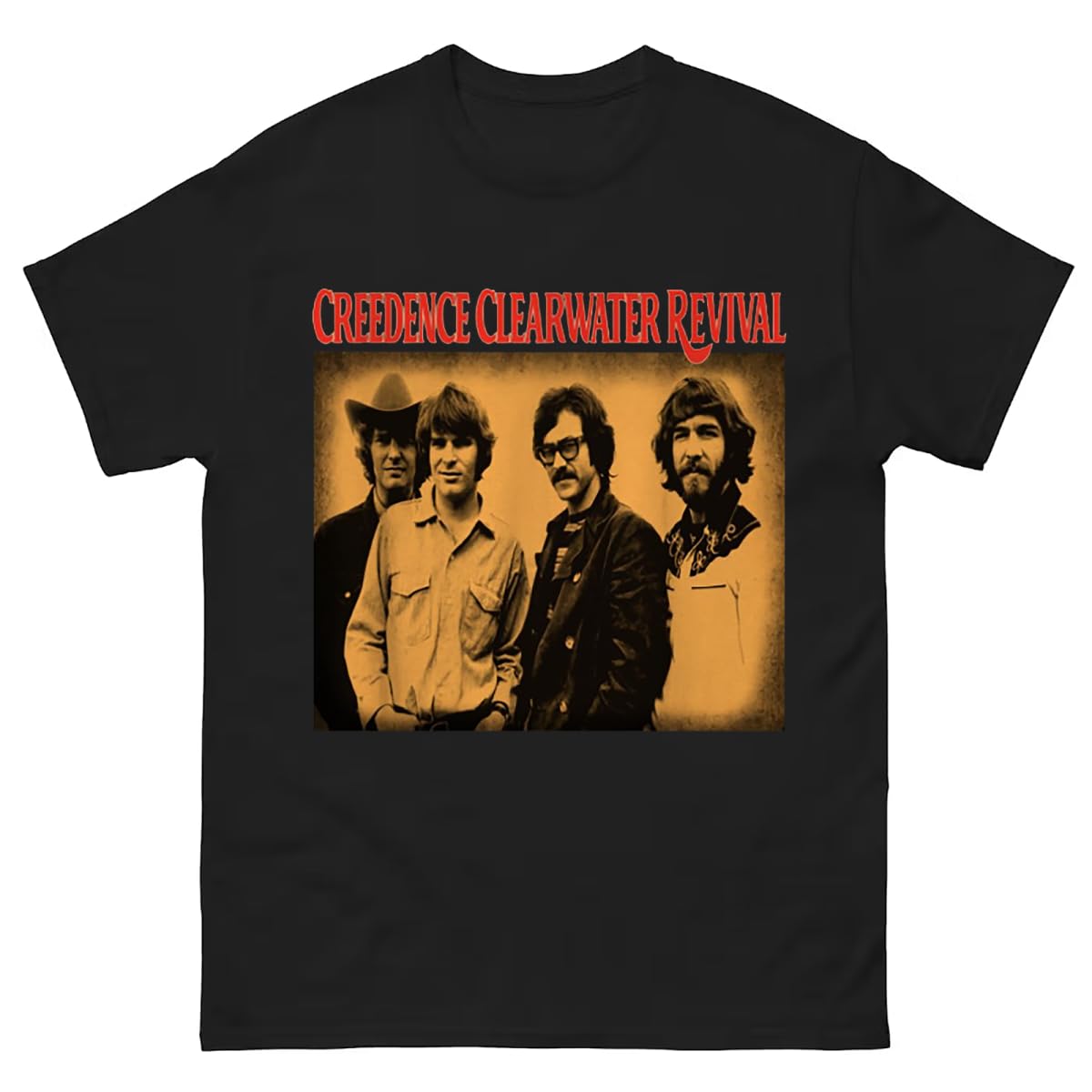 Creedence Clearwater RevivalShirt Vintage 60s Classic Rock T-Shirts for Vintage Tour Concert Cotton Music T Shirt Man Black