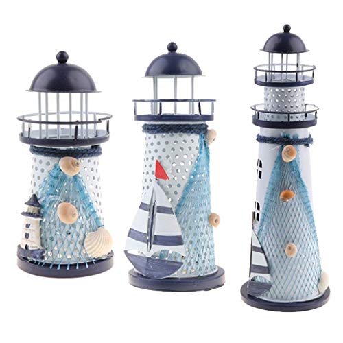 Tubayia 3 pezzi metallo faro LED luce notturna